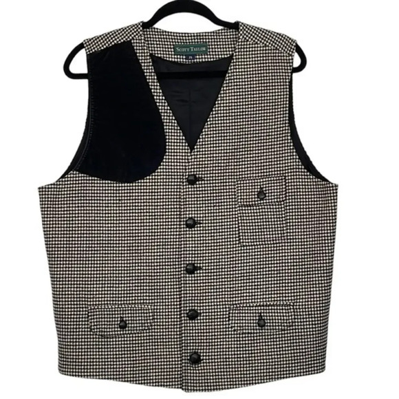 Vintage Scott Taylor 100% Wool‎ Houndstooth Vest Size 14 - Picture 1 of 12